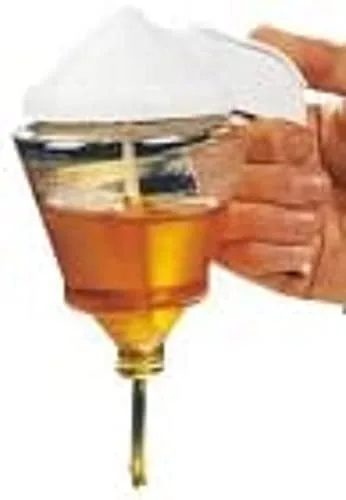 Fackelmann Dispensador de Miel y Sirope Antigoteo de Cristal, Color Transparente- Blanco, 5 x 14 x 9 cm, 1 ud, 12.5 x 14 x 9 cm