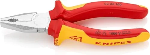 KNIPEX Alicate universal cromado aislados con fundas multicomponentes, según norma VDE 160 mm, 03 06 160