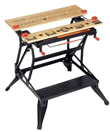 BLACK+DECKER Workmate WM825 Banco de Trabajo multipropósito, Doble Altura Ajustable, Sistema de sujeción con una Mano, soporta hasta 250kg, WM825-XJ