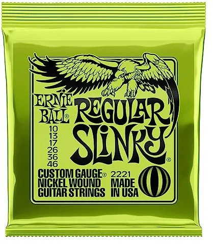 Ernie Ball Regular Slinky - Cuerdas para guitarra eléctrica, entorchado de níquel, 1 paquete, calibre 10-46