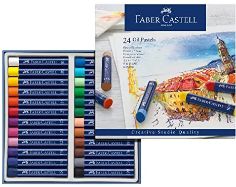 Faber-Castell 127024 - Estuche de Cartón con 24 Ceras Pastel de Aceite - Multicolor