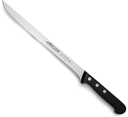 Arcos Serie Universal - Cuchillo Jamonero - Hoja de Acero Forjado Inoxidable NITRUM de 240 mm - Mango Fabricado en Polioximetileno (POM) Color Negro