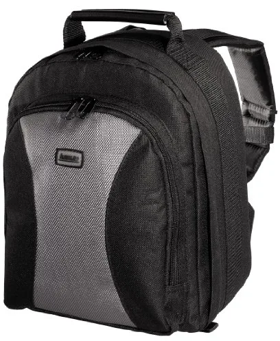 Hama | Estuche cámara acolchado compacto con divisores (Bolsa cámara fotográfica con compartimento frontal y tirantes ajustables resistente 600D) Negro