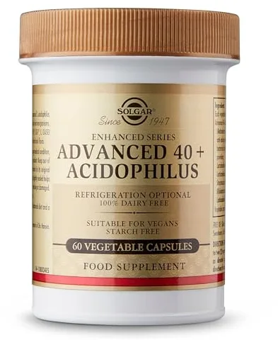 Solgar | Advanced 40+ Acidophilus | Suplemento Alimenticio que Aporta Microorganismos al Cuerpo | Con Cepas LA-5, BB-12, L.CASEI 431 | Para Hombre y Mujer | 60 Cápsulas