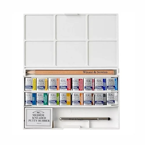 Winsor & Newton acuarela Cotman - Caja de acuarela Sketcher Deluxe - set de 16 medio godets, colores surtidos