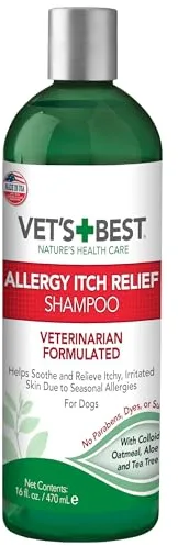 Vet's Best Champú para Perros de Alivio de la Picazón de Alergia | Limpia y Alivia el malestar causado por Las alergias estacionales, 470ml