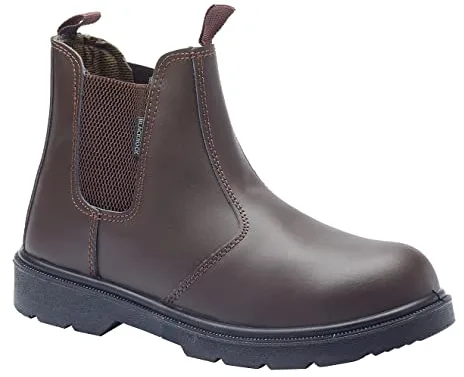 Blackrock Botas de seguridad, puntera de acero, botas Chelsea, para hombre, mujer y niña, calzado de seguridad, jardinería, marrón, equitación, patio, calzado sin cordones, ligero