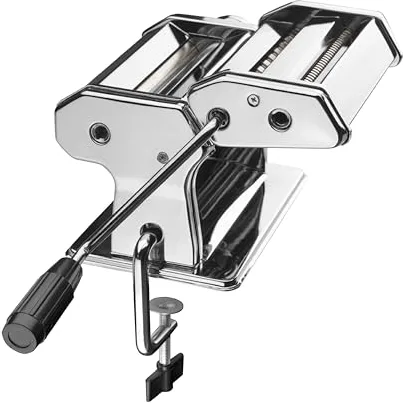 LACOR - 60390 - Máquina de Pasta Fresca, Máquina Laminadora Manual, Cocina Pasta Casera, Acero Inoxidable, Incluye Tornillo para unir a la Mesa, 145 mm