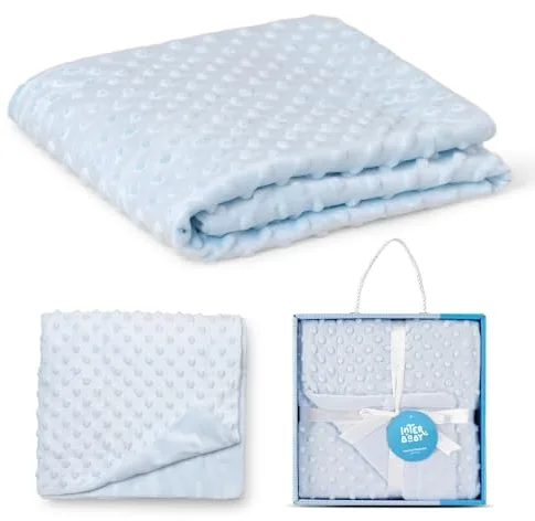 Interbaby - Manta Bebe Recien Nacido | Mantita Bebe 100% Poliéster, Terciopelo, Suave, Cómoda, Cálida | Manta Meses Bebe 80x110cm, Unisex, para Cunas, Carritos | Azul