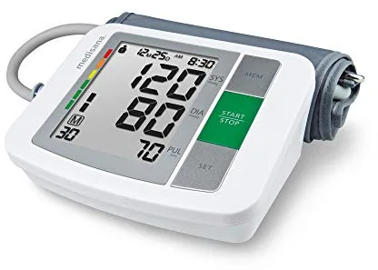 Medisana BU 510 Tensiómetro de brazo, medición precisa de la presión arterial y el pulso con función de memoria, escala de semáforo, indicación de latidos irregulares, Color Gris, Blanco