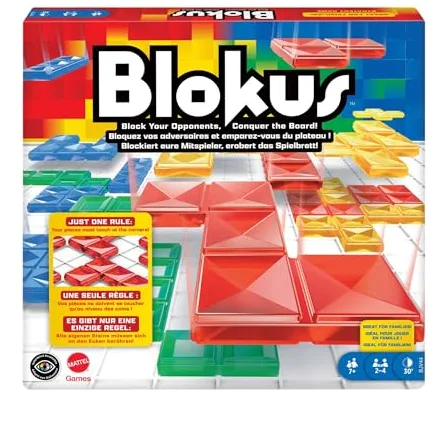 Mattel Games - Juego de Mesa Blokus - Fácil de Aprender - 21 Piezas de Color por Jugador - Entretenido - Estrategia y Desafíos - para Toda la Familia - BJV44