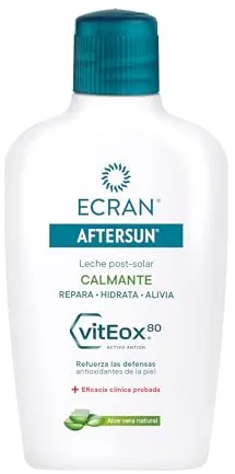 Ecran - Aftersun Leche Post Solar Hidratante y Reparadora con Aloe Vera Natural, Hidrata, Calma, Alivia y Repara, Textura Ligera y Rápida Absorción, Fórmula con VitEox 80 - 200 ml