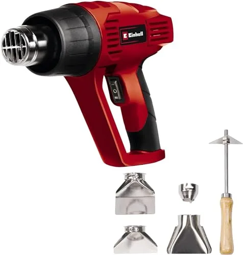 Einhell Pistola térmica TH-HA 2000/1 (2000 W, 2 ajustes de Temperatura 350°/550°, protección contra el sobrecalentamiento, Incl. 4 boquillas y rascador de Pintura)