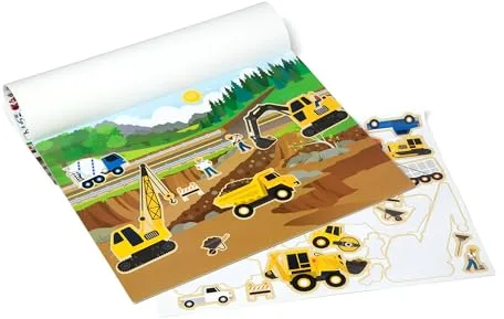 Melissa & Doug - Bloc de Pegatinas Infantiles Vehículos, Libro Pegatinas Reutilizables: 165 Autoadhesivos y 5 Escenas, Manualidades Niños, Regalo Niño 3 años +, Stickers Infantiles, Certificados FSC