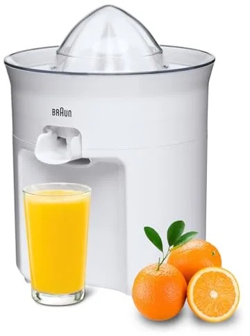 Braun TributeCollection CJ3050 - Exprimidor Eléctrico, 60 w, Sistema Antigoteo, Tapa Incluida, Apto para Lavavajillas, Blanco