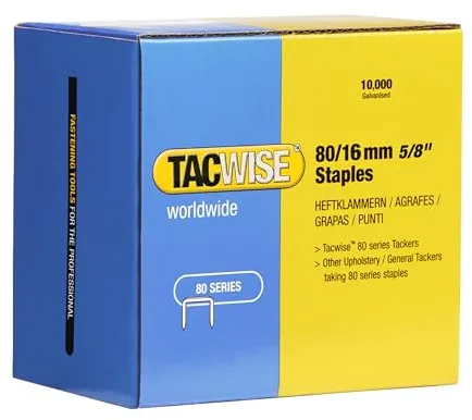 Tacwise 1141 Grapas para Tapicería Galvanizadas Tipo 80/16 mm, Paquete de 10.000
