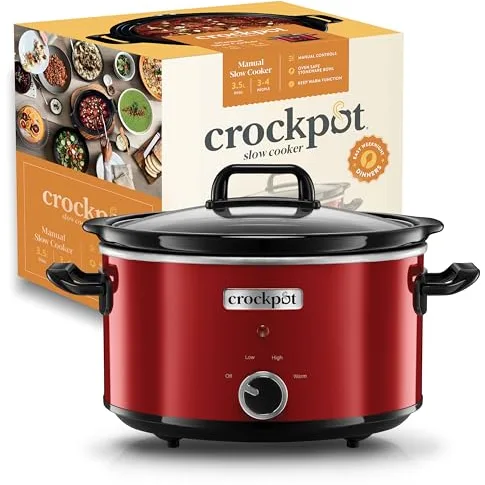 Crock-Pot Olla eléctrica de cocción lenta | 3,5 L (2-3 personas) | Función de mantenimiento del calor y recipiente extraíble | Red [SCV400RD]