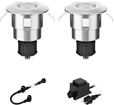 ledscom.de Lámpara LED empotrable de suelo Atria para exteriores aluminio blanco cálido, 14lm c/u, IP65, 40mm Ø juego de 2
