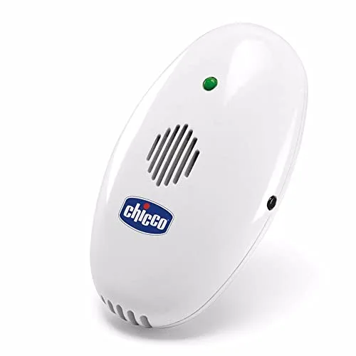 Chicco Dispositivo Antimosquitos, Repelente de Mosquitos Bebé, Portátil, Ultrasónico, Silencioso y Ecológico, Alcance Efectivo 3m, Sin Productos Químicos, con Clip, Batería Incluida, Blanco