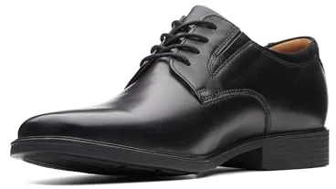 Clarks Tilden Plain Derby, Zapatos de Cordones Derby para Hombre Negro Black Leather, 40 EU