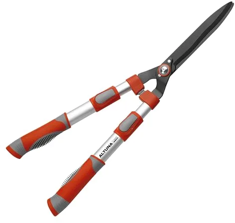 Tijera Cortasetos Telescópica Pruning J449 - Empuñadura Bimaterial - Hoja Ondulada - Resistente y Muy Ligera - Tijera de Podar Fabricada con Aluminio Reforzado - Indicada para Setos y Césped - Altuna