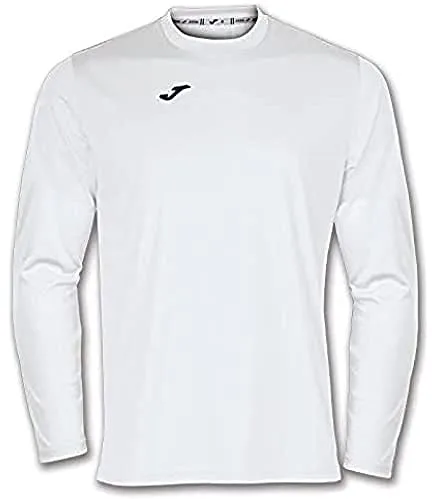 Joma - Camiseta Deportiva Manga Larga Hombre - Ligera y Transpirable Ideal para Todo Tipo de Deporte - Combi L - Blanco