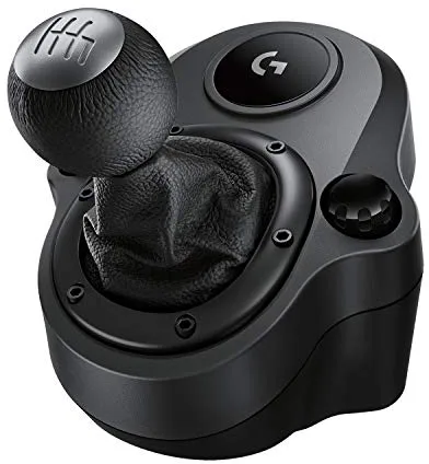 Logitech G Driving Force Palanca de Cambio para Volantes de Carreras G29, G920 y G923, 6 Velocidades, Marcha Atrás a Presion, Acero y Cuero - Negro