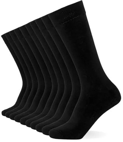 FM London Pack de 10 Calcetines Hombre - Negro, Negro, 39-46