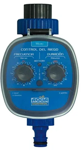 Aqua Control C4099N Programador de Riego para Jardín, Para todo tipo de Grifos, Apertura a 0 Bar, Color Azul y Negro, 10 x 10 x 16 cm