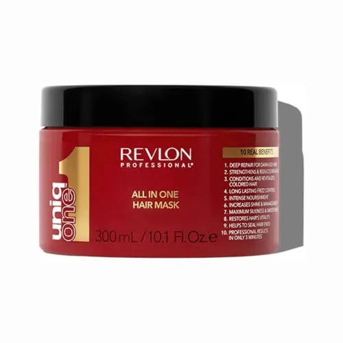 Revlon Professional – UniqOne Mask, Mascarilla Capilar Todo en 1, 10 Beneficios, Hidratación, Cuidado Intenso y Suavidad, para Todo Tipo de Pelo, Especialmente Secos y Encrespados - 300 ml
