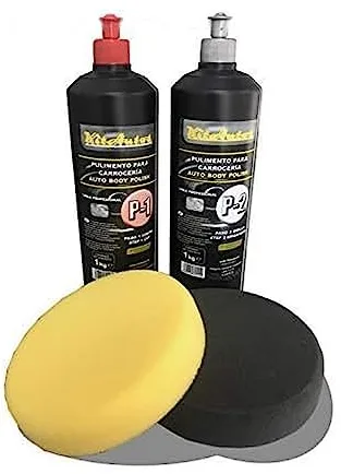 KITAUTOS Pulimento para carrocerias 1kg de Corte + un kg de Brillo + esponjas de pulir 150mm.