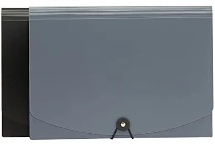Amazon Basics Carpeta acordeón, tamaño A4, Paquete de 2, color Gris,Negro/gris