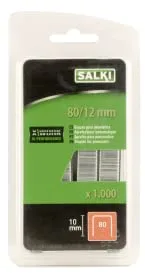 SALKI - Grapas nº 80 – Blister de 1000 Unidades, Grapas de Alambre nº 80 con 12mm de Ancho, Compatibles con Pistolas de Grapado Neumático, Ideales para Tapicería