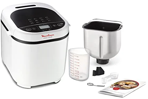 Moulinex Pain Doré, Panificadora 1 Kg, 12 programas automáticos, panel control intuitivo, 3 niveles de tostado y peso, temporizador, función mantener caliente, incluye libro de recetas, OW210130