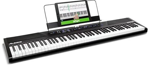 Alesis Recital Piano Eléctrico 88 Teclas Semi Contrapesadas con Altavoces, Lecciones de Piano, Metrónomo y 5 Kits de Sonidos - Negro