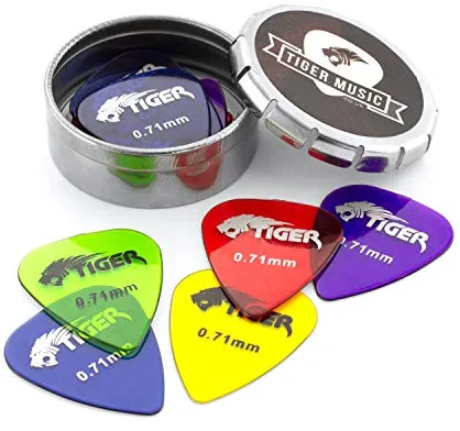 Tiger Púas para guitarra y estaño, 12 selecciones, 0.71 mm