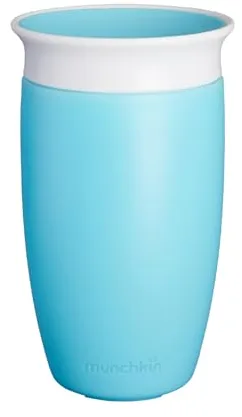 Munchkin Taza Antigoteo Miracle 360, Taza para Bebés y Niños Pequeños, Libre de BPA, Sin Derrames, A Prueba de Fugas, Optimo para el Destete, 12+ Meses, 10oz/296ml, Azul