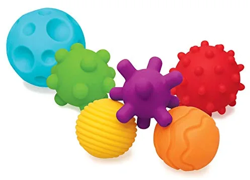 Infantino Textured Multi Ball - Pelotas con Texturas para la exploración sensorial y Despertar su interés, a Partir de los 6 Meses, sin BPA