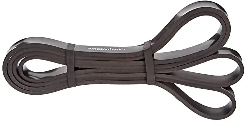 Amazon Basics Banda elástica de resistencia y dominadas, 13,6 a 27,2 kg (1,9 cm de ancho), Negro