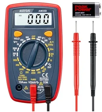 AstroAI Multímetro Digital, Polímetro Profesional, Voltímetro, Tester Electricista, Multimeter para Corriente CC, Voltaje CA/CC, Resistencia, Continuidad y Diodos de Prueba, Azul