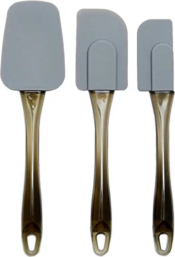 Amazon Basics Rectangular Espátulas de Silicona, Set de 3 Unidad, Pequeño, Medio, Grande, Gris