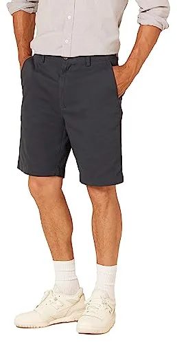 Amazon Essentials Pantalones Cortos Chinos de Corte Clásico de 23cm Hombre, Azul Marino Oscuro, 34W