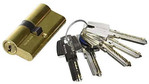 Tesa Assa Abloy, M6503030L, Cilindro de Seguridad, T60, Leva Corta, Llave - Llave, Latonado, 30 x 30 mm