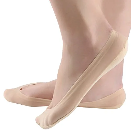 JARSEEN 4Pares Calcetines Invisibles Mujer Cortos Nylon Algodón Calcetines Con Silicona Antideslizante (EU 35-38.5, 2Negro+2Beige)