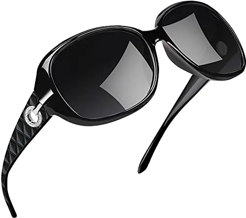 Joopin Gafas de Sol Mujer Moda Polarizadas Protección UV400 de Gran Tamaño Gafas de Sol Señoras (Paquete simple negro)