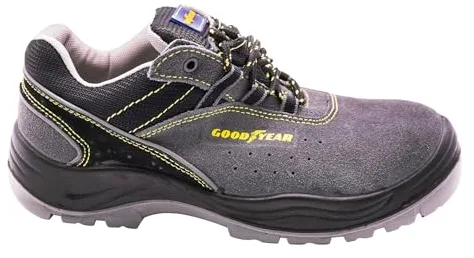 GOODYEAR - G138106C - Zapatos de Seguridad - Piel Serraje Gris - Alta Resistencia - Forro Antibacteriano - Plantilla Extraíble - Talla 44