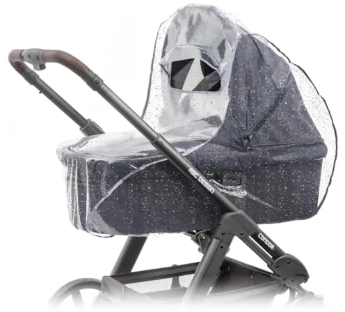 Zamboo Burbuja de Lluvia Universal para Capazo – Plástico Transparente para Carro de Bebé con Ventana Frontal - Visera y Malla de Ventilación – Impermeable - Resistente - Sin Sustancias Nocivas