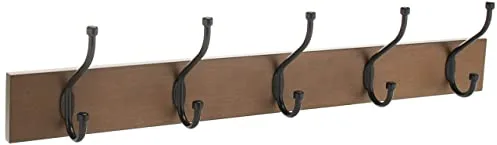 Amazon Basics Rectángulo Perchero de Montaje en Pared, Marrón Barnwood