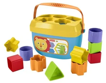 Fisher-Price Bloques infantiles, juguete para bebé +6 meses, diez bloques de colores para ordenar, apilar y encajar, motricidad fina., colores, formas, FFC84