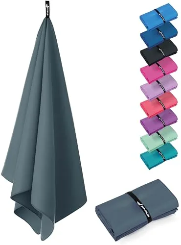 Fit-Flip Toalla Microfibra Gimnasio - compacta, Ultraligera y de Secado rápido – Toallas para Gym, Piscina, Viaje, Natacion y Playa Grande (1x 30x50cm Gris Antracita)